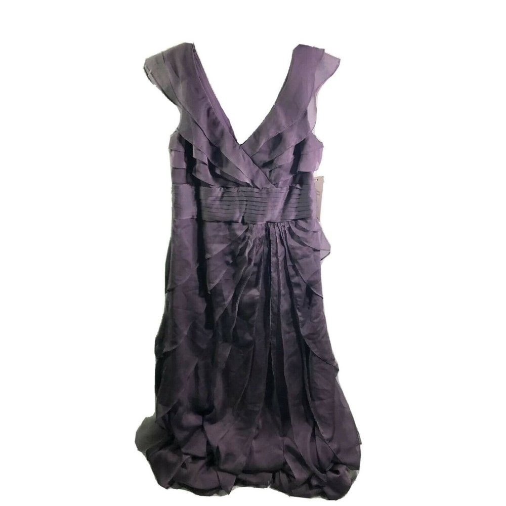 Adriana Papell Dress Womens Size 10 Ruffle Chiffon Tiered Maxi Empire Evening